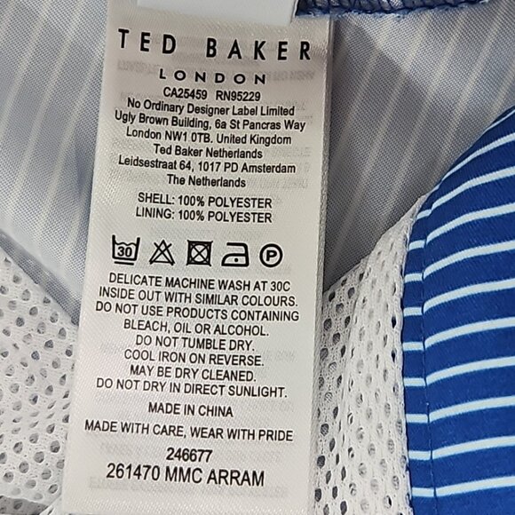Ted Baker Swimming Trunks NEW Men's 3 (34) Blue Horizontal Stripe NWT 4" Inseam - Picture 14 of 15